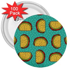 Taco Drawing Background Mexican Fast Food Pattern 3  Buttons (100 Pack)  by Ket1n9