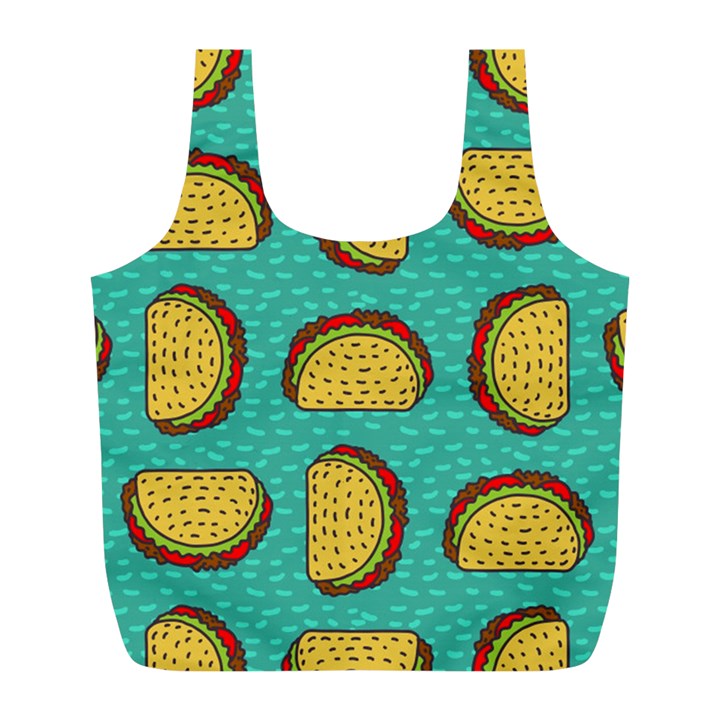 Taco Drawing Background Mexican Fast Food Pattern Full Print Recycle Bag (L)