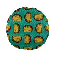 Taco Drawing Background Mexican Fast Food Pattern Standard 15  Premium Flano Round Cushions by Ket1n9