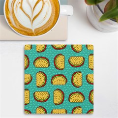 Taco Drawing Background Mexican Fast Food Pattern Uv Print Square Tile Coaster  by Ket1n9