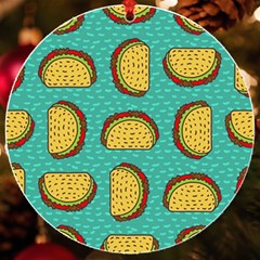 Taco Drawing Background Mexican Fast Food Pattern Uv Print Acrylic Ornament Round by Ket1n9