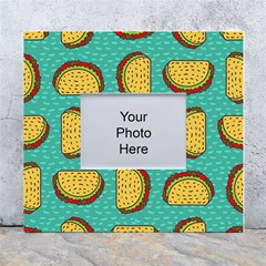 Taco Drawing Background Mexican Fast Food Pattern White Wall Photo Frame 5  X 7  by Ket1n9