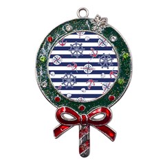 Seamless Marine Pattern Metal X mas Lollipop With Crystal Ornament by Ket1n9