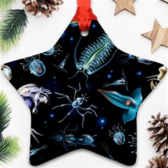 Colorful Abstract Pattern Consisting Glowing Lights Luminescent Images Marine Plankton Dark Backgrou Ornament (star) by Ket1n9