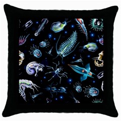 Colorful Abstract Pattern Consisting Glowing Lights Luminescent Images Marine Plankton Dark Backgrou Throw Pillow Case (black) by Ket1n9