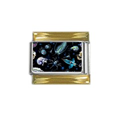 Colorful Abstract Pattern Consisting Glowing Lights Luminescent Images Marine Plankton Dark Backgrou Gold Trim Italian Charm (9mm) by Ket1n9