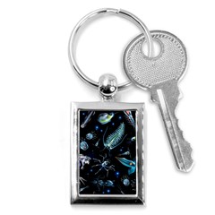 Colorful Abstract Pattern Consisting Glowing Lights Luminescent Images Marine Plankton Dark Backgrou Key Chain (rectangle) by Ket1n9