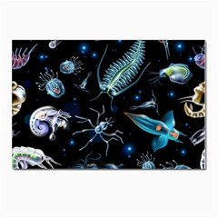 Colorful Abstract Pattern Consisting Glowing Lights Luminescent Images Marine Plankton Dark Backgrou Postcard 4 x 6  (pkg Of 10) by Ket1n9