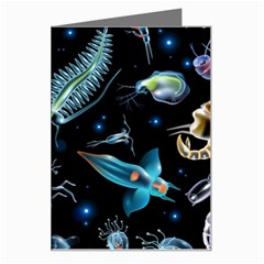 Colorful Abstract Pattern Consisting Glowing Lights Luminescent Images Marine Plankton Dark Backgrou Greeting Card by Ket1n9