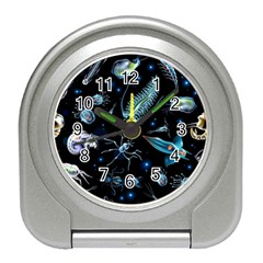 Colorful Abstract Pattern Consisting Glowing Lights Luminescent Images Marine Plankton Dark Backgrou Travel Alarm Clock by Ket1n9