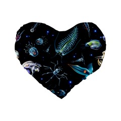 Colorful Abstract Pattern Consisting Glowing Lights Luminescent Images Marine Plankton Dark Backgrou Standard 16  Premium Heart Shape Cushions by Ket1n9