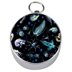 Colorful Abstract Pattern Consisting Glowing Lights Luminescent Images Marine Plankton Dark Backgrou Silver Compasses by Ket1n9