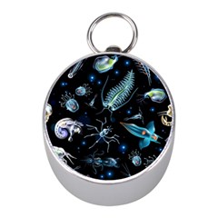 Colorful Abstract Pattern Consisting Glowing Lights Luminescent Images Marine Plankton Dark Backgrou Mini Silver Compasses by Ket1n9