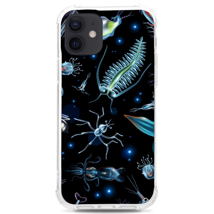 Colorful Abstract Pattern Consisting Glowing Lights Luminescent Images Marine Plankton Dark Backgrou iPhone 12/12 Pro TPU UV Print Case