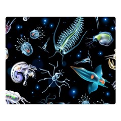 Colorful Abstract Pattern Consisting Glowing Lights Luminescent Images Marine Plankton Dark Backgrou Premium Plush Fleece Blanket (large) by Ket1n9