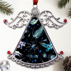 Colorful Abstract Pattern Consisting Glowing Lights Luminescent Images Marine Plankton Dark Backgrou Metal Angel With Crystal Ornament by Ket1n9