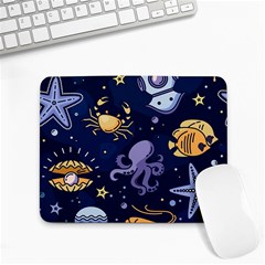 Marine Seamless Pattern Thin Line Memphis Style Small Mousepad by Ket1n9