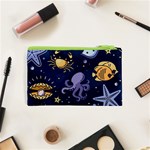 Marine Seamless Pattern Thin Line Memphis Style Cosmetic Bag (XS) Back