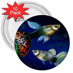 Marine Fishes 3  Buttons (10 Pack)  by Ket1n9