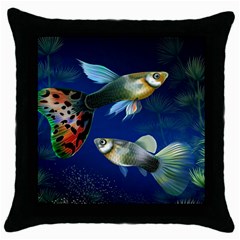 Marine Fishes Throw Pillow Case (black) by Ket1n9