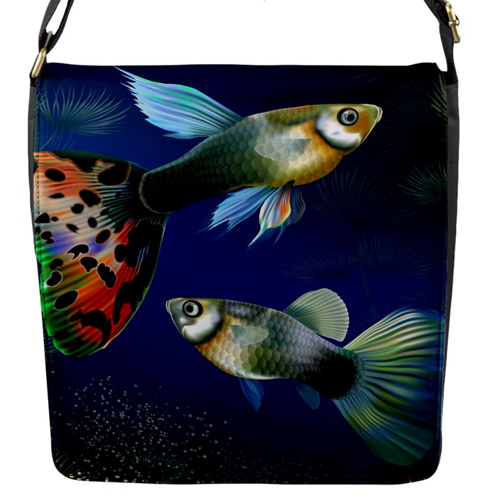 Marine Fishes Flap Closure Messenger Bag (S)