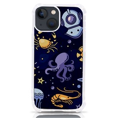 Marine Seamless Pattern Thin Line Memphis Style Iphone 13 Mini Tpu Uv Print Case by Ket1n9