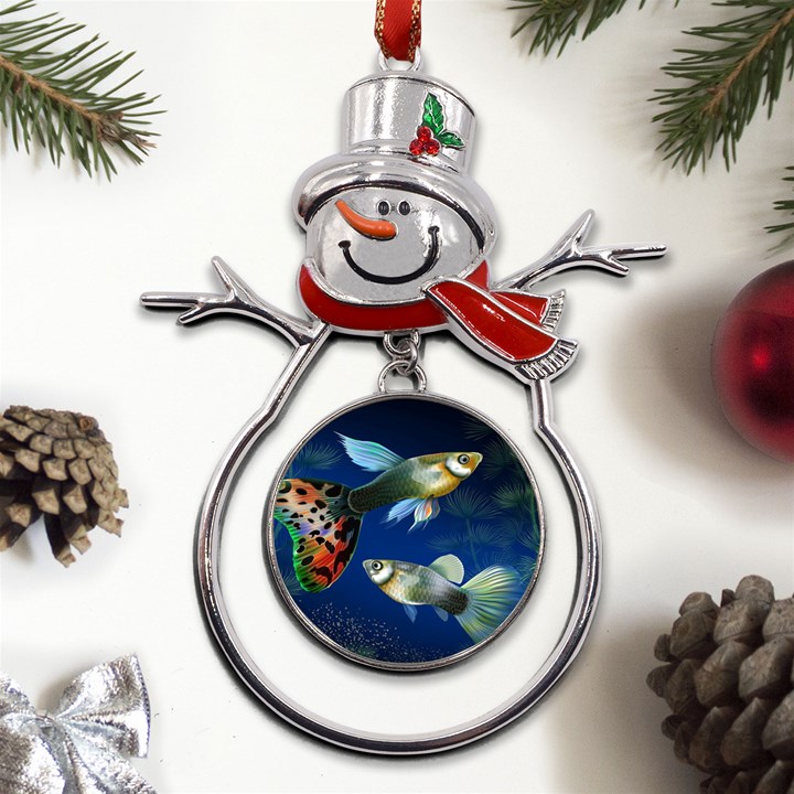 Marine Fishes Metal Snowman Ornament