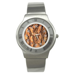 Bark Texture Wood Large Rough Red Wood Outside California Stainless Steel Watch by Ket1n9