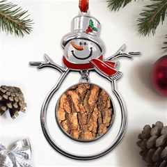 Bark Texture Wood Large Rough Red Wood Outside California Metal Snowman Ornament by Ket1n9