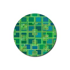 Green Abstract Geometric Rubber Coaster (round) by Ket1n9