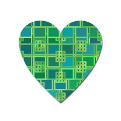 Green Abstract Geometric Heart Magnet by Ket1n9