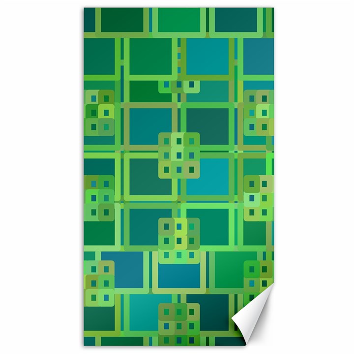 Green Abstract Geometric Canvas 40  x 72 