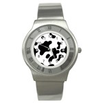 Cow Pattern Stainless Steel Watch Front