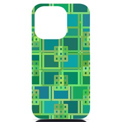 Green Abstract Geometric Iphone 14 Pro Black Uv Print Case by Ket1n9