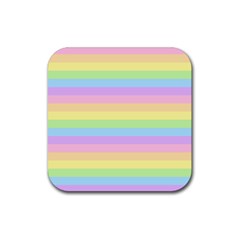 Cute Pastel Rainbow Stripes Rubber Coaster (square) by Ket1n9