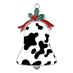 Cow Pattern Metal Holly Leaf Bell Ornament by Ket1n9