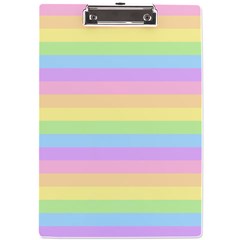 Cute Pastel Rainbow Stripes A4 Acrylic Clipboard by Ket1n9