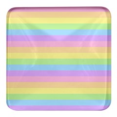 Cute Pastel Rainbow Stripes Square Glass Fridge Magnet (4 Pack) by Ket1n9