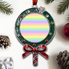 Cute Pastel Rainbow Stripes Metal X mas Lollipop With Crystal Ornament by Ket1n9