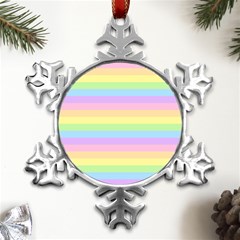 Cute Pastel Rainbow Stripes Metal Small Snowflake Ornament