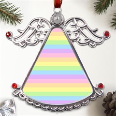 Cute Pastel Rainbow Stripes Metal Angel With Crystal Ornament by Ket1n9