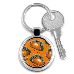 Seamless Pattern With Taco Key Chain (round) by Ket1n9