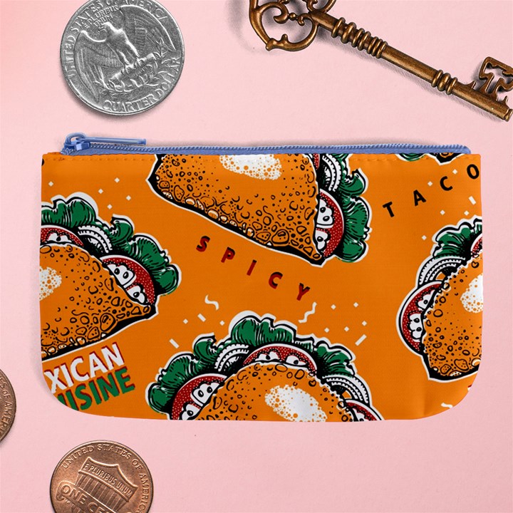 Seamless Pattern With Taco Large Coin Purse