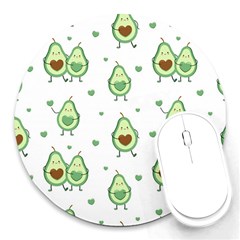 Cute Seamless Pattern With Avocado Lovers Round Mousepad by Ket1n9