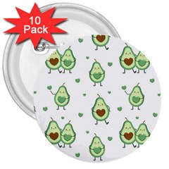 Cute Seamless Pattern With Avocado Lovers 3  Buttons (10 Pack)  by Ket1n9