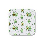 Cute Seamless Pattern With Avocado Lovers Rubber Square Coaster (4 pack) Front