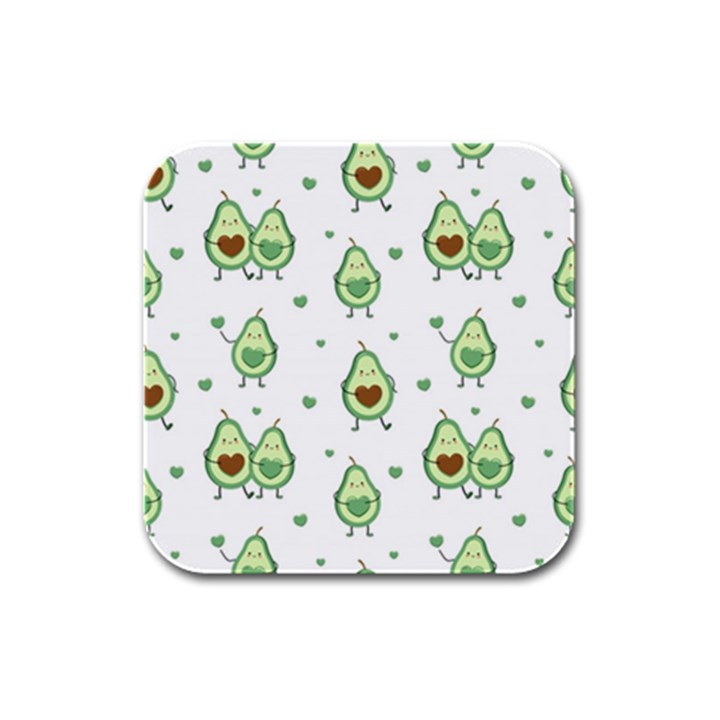 Cute Seamless Pattern With Avocado Lovers Rubber Square Coaster (4 pack)