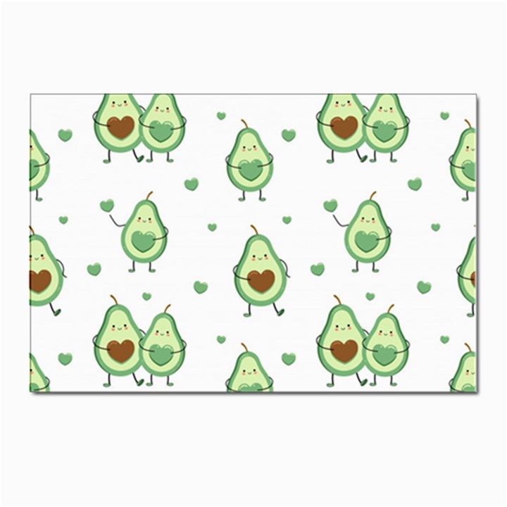 Cute Seamless Pattern With Avocado Lovers Postcards 5  x 7  (Pkg of 10)