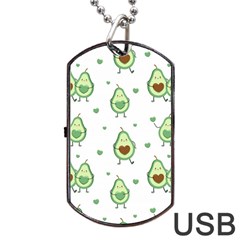 Cute Seamless Pattern With Avocado Lovers Dog Tag Usb Flash (one Side) by Ket1n9