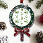 Cute Seamless Pattern With Avocado Lovers Metal X Mas Lollipop with Crystal Ornament Front